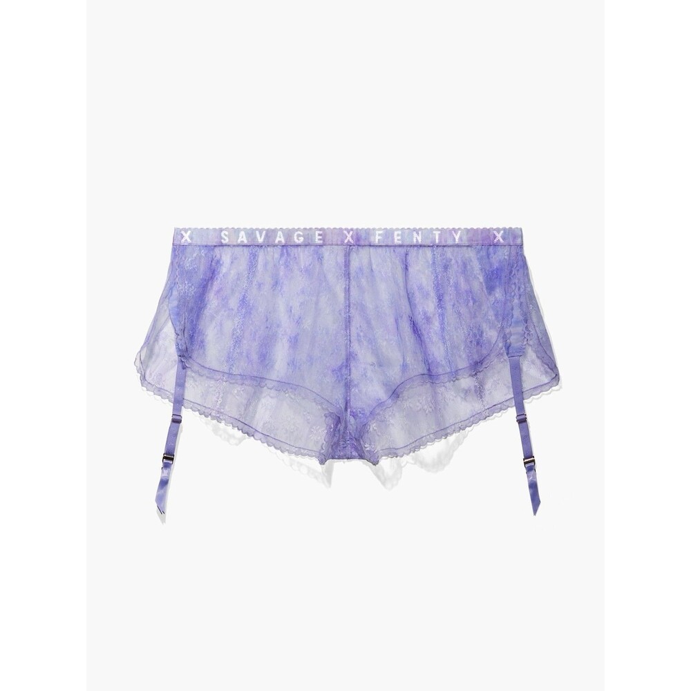Savage Fenty Watercolor Tie Dye Lace Short With Garter Plus Sz 3X Purple Rain